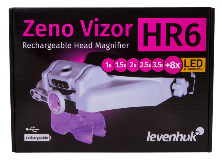 Лупа налобная с аккумулятором Levenhuk Zeno Vizor HR6